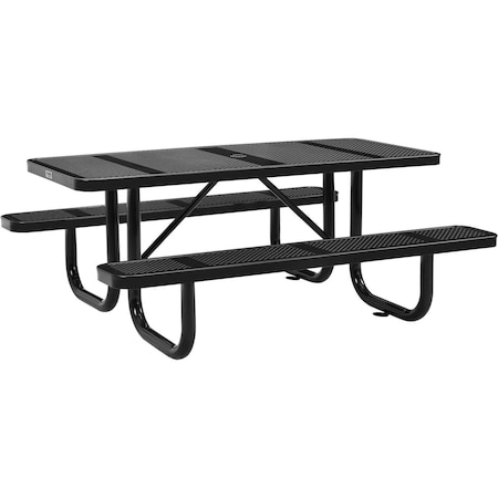 Global Industrial Rectangle Picnic Table, Black, Perforated Metal, 72 in L 694553BK